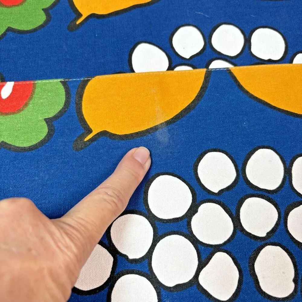 Marimekko Reversible Floral Placemats Set 4 Blue Mod Retro Bright Colorful 14x19